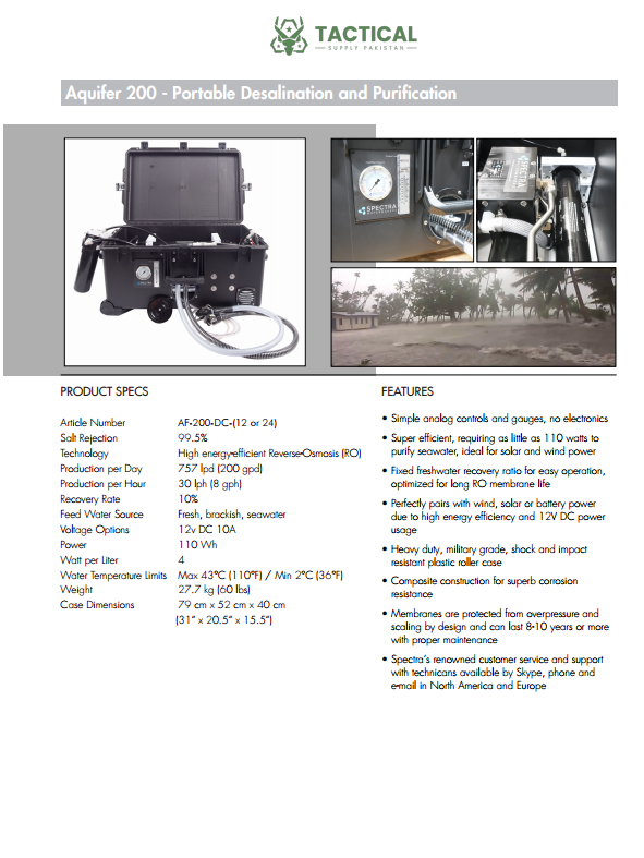 Aquifer 200 - Portable Desalination and Purification System