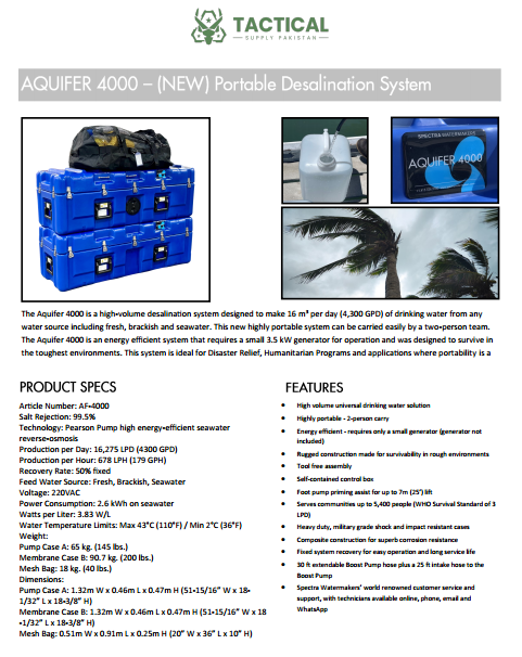 Aquifer 4000 (New) portable desalination system