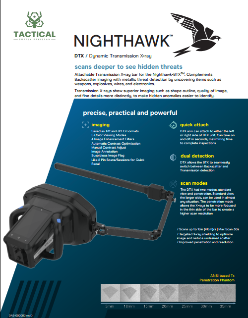 Attachable Transmission X-ray bar for the Nighthawk-BTXTM