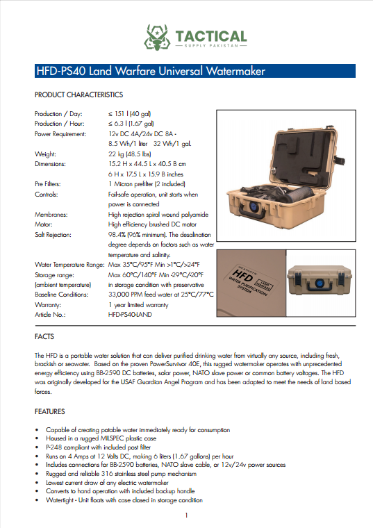 Land Warfare Universal Watermaker
